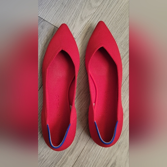 Rothy's The Point Chili Red Flats, Red Trim Insoles, Women's US 8.5 EU 39 - Picture 10 of 16